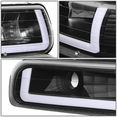4Pcs U-Style LED DRL Switchback Headlights <br> 99-06 Chevy Silverado Suburban 1500 2500 3500