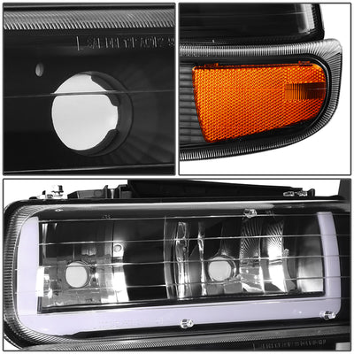 4Pcs U-Style LED DRL Switchback Headlights <br> 99-06 Chevy Silverado Suburban 1500 2500 3500