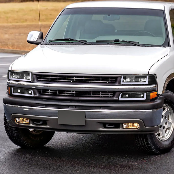 4Pcs U-Style LED DRL Switchback Headlights <br> 99-06 Chevy Silverado Suburban 1500 2500 3500