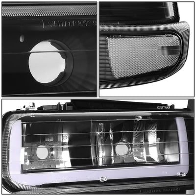 4Pcs U-Style LED DRL Switchback Headlights <br> 99-06 Chevy Silverado Suburban 1500 2500 3500