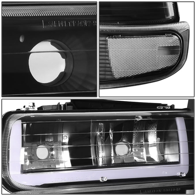4Pcs U-Style LED DRL Switchback Headlights <br> 99-06 Chevy Silverado Suburban 1500 2500 3500