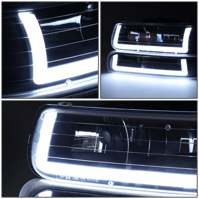 4Pcs U-Style LED DRL Switchback Headlights <br> 99-06 Chevy Silverado Suburban 1500 2500 3500