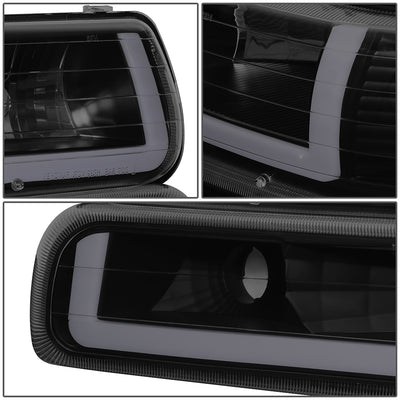 4Pcs U-Style LED DRL Switchback Headlights <br> 99-06 Chevy Silverado Suburban 1500 2500 3500
