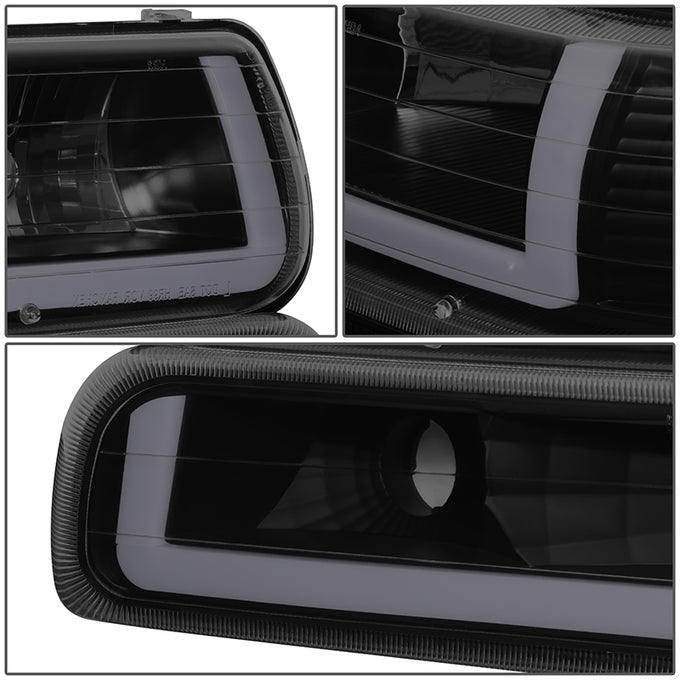 4Pcs U-Style LED DRL Switchback Headlights <br> 99-06 Chevy Silverado Suburban 1500 2500 3500