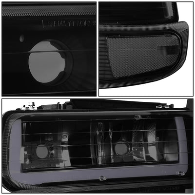 4Pcs U-Style LED DRL Switchback Headlights <br> 99-06 Chevy Silverado Suburban 1500 2500 3500