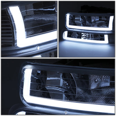 4Pcs U-Style LED DRL Switchback Headlights <br> 99-06 Chevy Silverado Suburban 1500 2500 3500