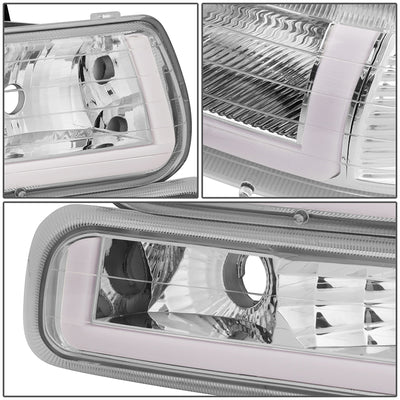 4Pcs U-Style LED DRL Switchback Headlights <br> 99-06 Chevy Silverado Suburban 1500 2500 3500