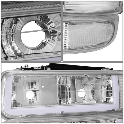 4Pcs U-Style LED DRL Switchback Headlights <br> 99-06 Chevy Silverado Suburban 1500 2500 3500