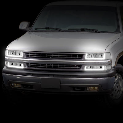 4Pcs U-Style LED DRL Switchback Headlights <br> 99-06 Chevy Silverado Suburban 1500 2500 3500