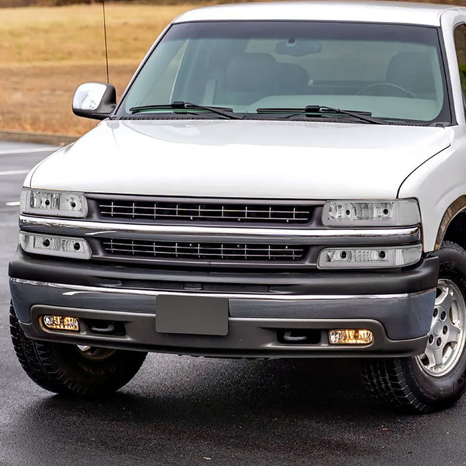 4Pcs U-Style LED DRL Switchback Headlights <br> 99-06 Chevy Silverado Suburban 1500 2500 3500