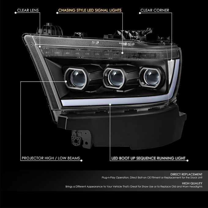 Start-Up DRL/ Sequential LED Projector Headlights <br> 19-24 Ram 1500
