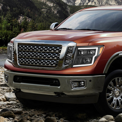 LED DRL Projector Headlights <br> 16-22 Nissan Titan XD