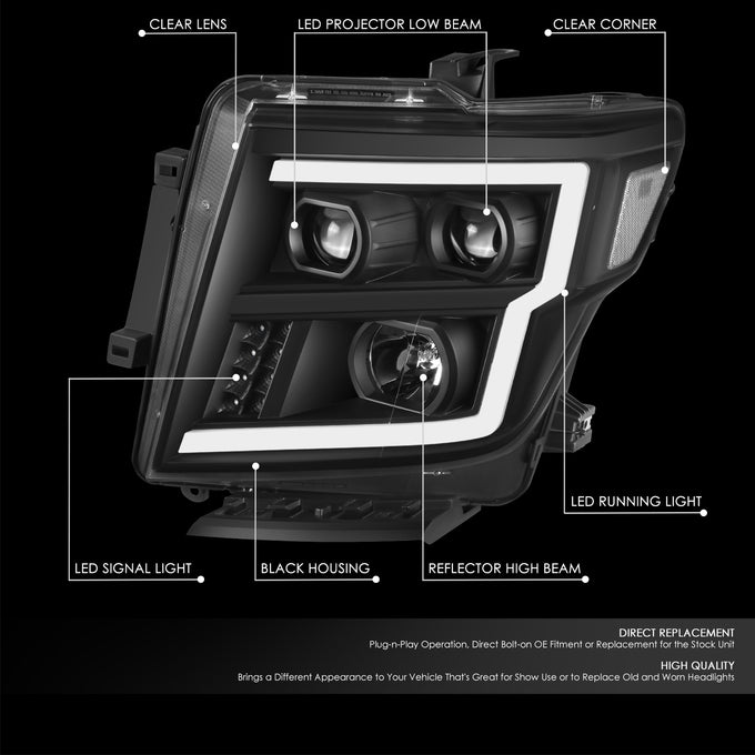 LED DRL Projector Headlights <br> 16-22 Nissan Titan XD