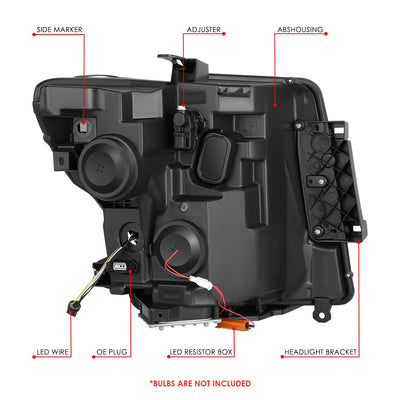 LED DRL Projector Headlights <br> 16-22 Nissan Titan XD