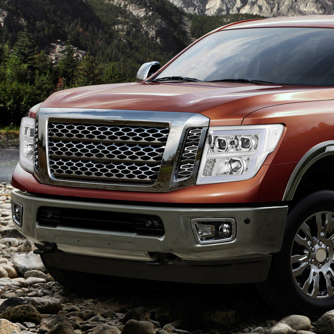 LED DRL Projector Headlights <br> 16-22 Nissan Titan XD