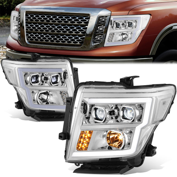 LED DRL Projector Headlights <br> 16-22 Nissan Titan XD