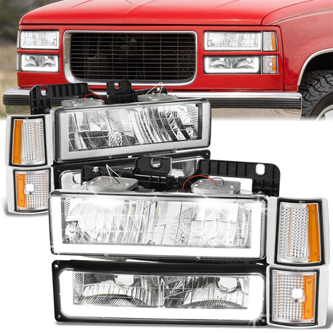 U-LED DRL Headlights+Turn Signal Lights <br>94-99 GMC C/K 1500 Yukon, C/K 1500-2500 Suburban