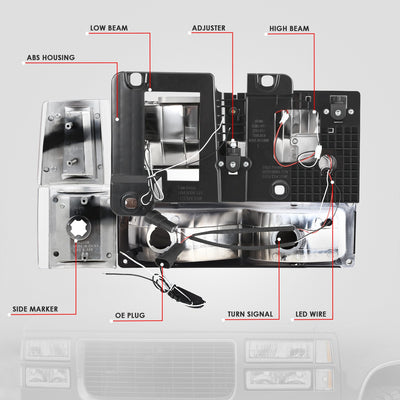 U-LED DRL Headlights+Turn Signal Lights <br>94-99 GMC C/K 1500 Yukon, C/K 1500-2500 Suburban