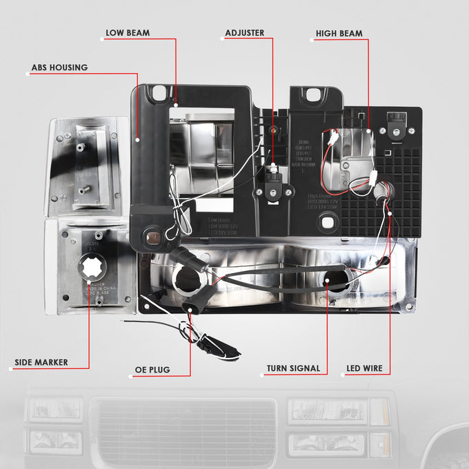 U-LED DRL Headlights+Turn Signal Lights <br>94-99 GMC C/K 1500 Yukon, C/K 1500-2500 Suburban