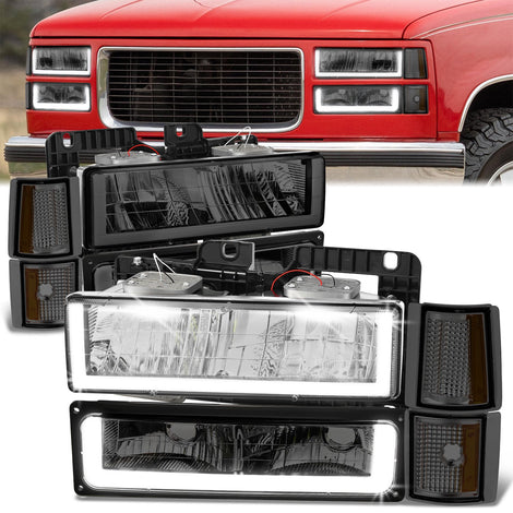 U-LED DRL Headlights+Turn Signal Lights <br>94-99 GMC C/K 1500 Yukon, C/K 1500-2500 Suburban