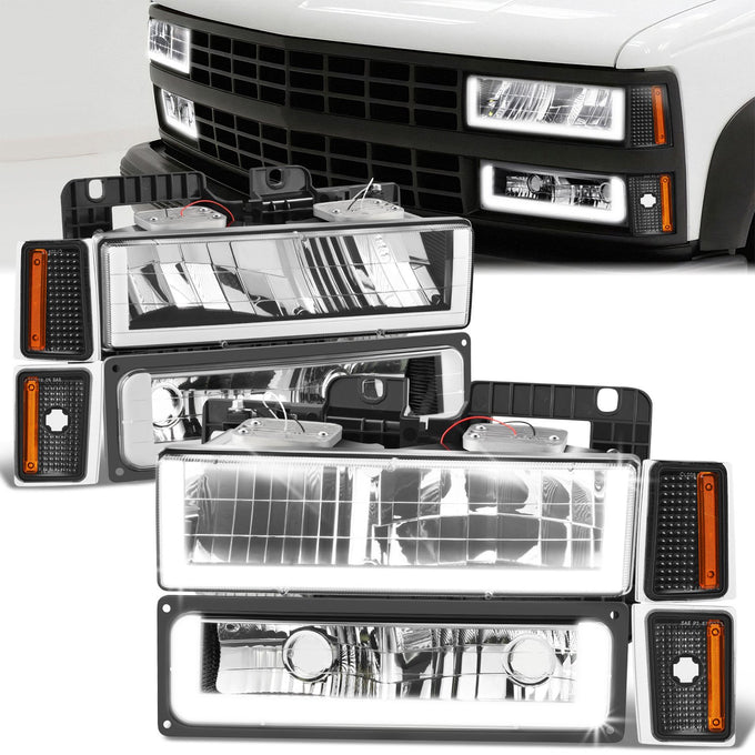 U-LED DRL Headlights+Turn Signal Lights <br>88-93 Chevy C/K 1500-3500 Suburban