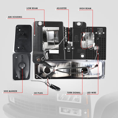 U-LED DRL Headlights+Turn Signal Lights <br>88-93 Chevy C/K 1500-3500 Suburban