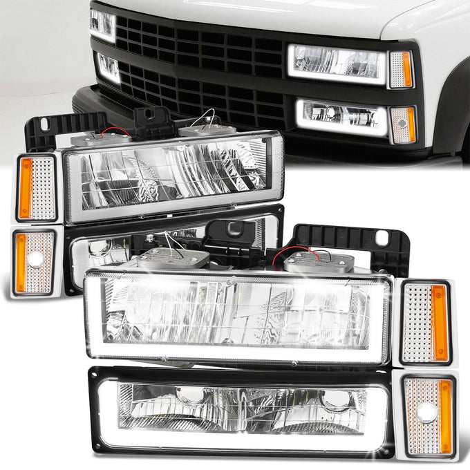 U-LED DRL Headlights+Turn Signal Lights <br>88-93 Chevy C/K 1500-3500 Suburban