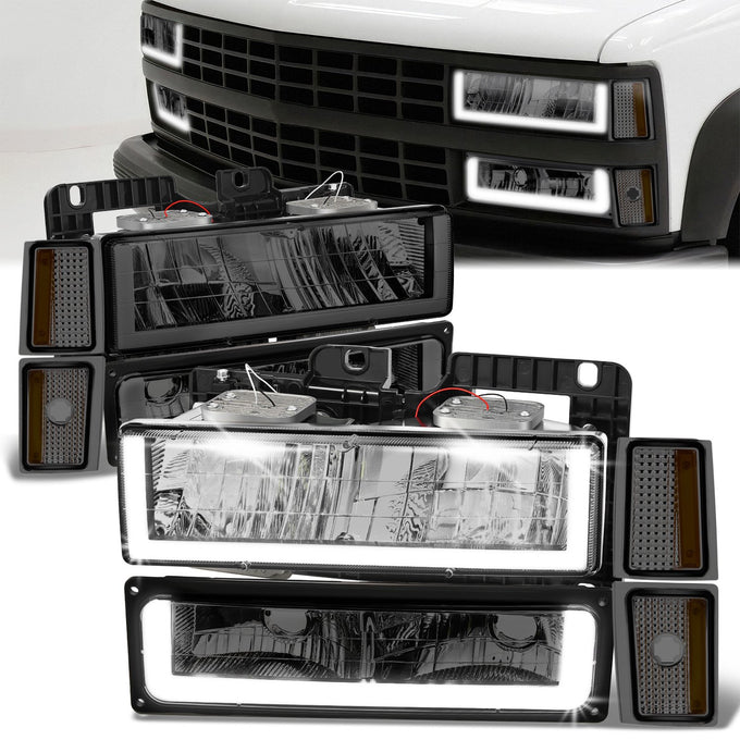 U-LED DRL Headlights+Turn Signal Lights <br>88-93 Chevy C/K 1500-3500 Suburban