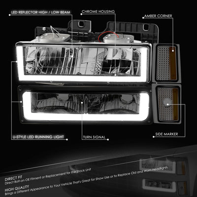 U-LED DRL Headlights+Turn Signal Lights <br>88-93 Chevy C/K 1500-3500 Suburban
