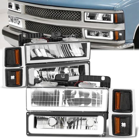 U-LED DRL Headlights+Turn Signal Lights <br>94-02 Chevy C/K 1500-3500 Suburban, Tahoe
