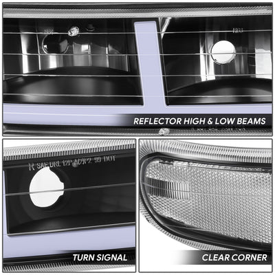 F-Style LED DRL Headlights <BR>99-02 Chevy Silverado 1500 250 HD 3500