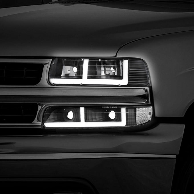 F-Style LED DRL Headlights <BR>99-02 Chevy Silverado 1500 250 HD 3500