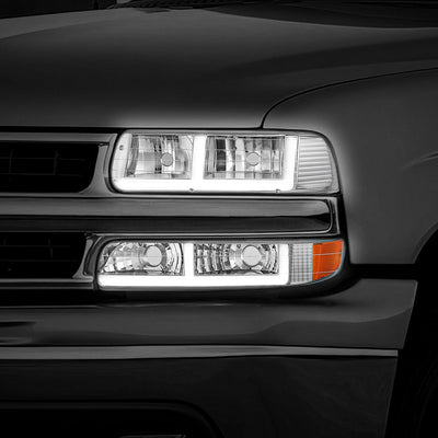 F-Style LED DRL Headlights <BR>99-02 Chevy Silverado 1500 250 HD 3500