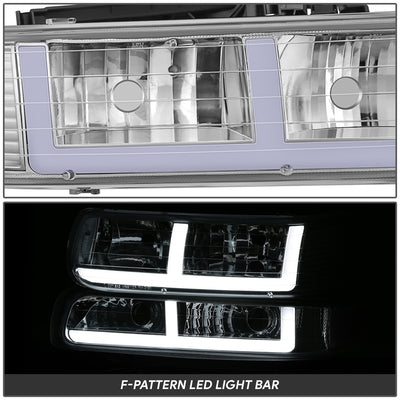 F-Style LED DRL Headlights <BR>99-02 Chevy Silverado 1500 2500 HD