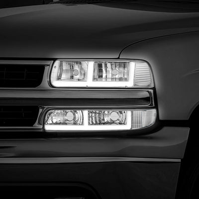 F-Style LED DRL Headlights <BR>99-02 Chevy Silverado 1500 2500 HD