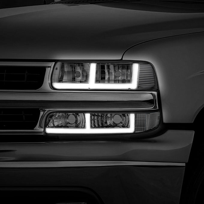 F-Style LED DRL Headlights <BR>99-02 Chevy Silverado 1500 2500 HD