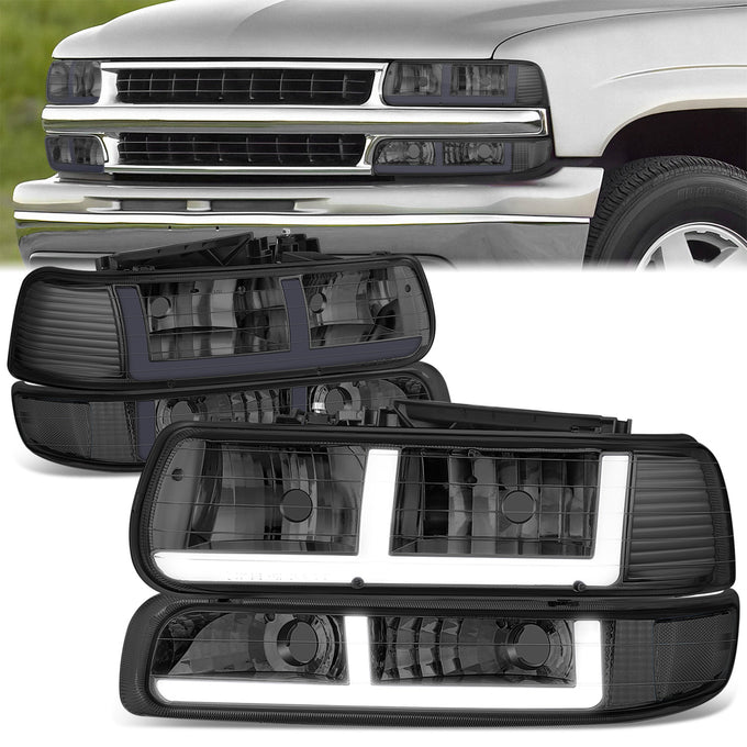 F-Style LED DRL Headlights <BR>99-02 Chevy Silverado 1500 2500 HD