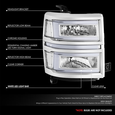 C-Shaped LED DRL Bar Sequential Headlights<br> 14-15 Chevy Silverado 1500