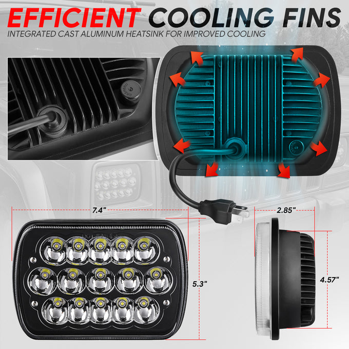 Pair of 7X6 H6054 LED Headlights <br> Fits 7x6 H6054