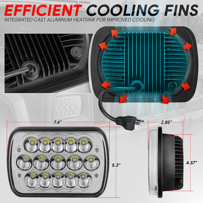 Pair of 7X6 H6054 LED Headlights <br> Fits 7x6 H6054