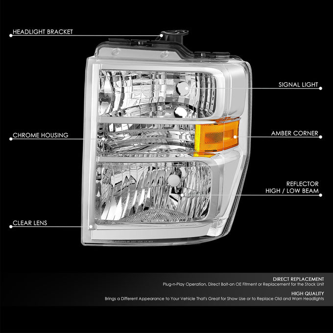 Factory Style Headlight (Driver Side) <BR>08-19 Ford E-150 E-250 E-350 Super Duty