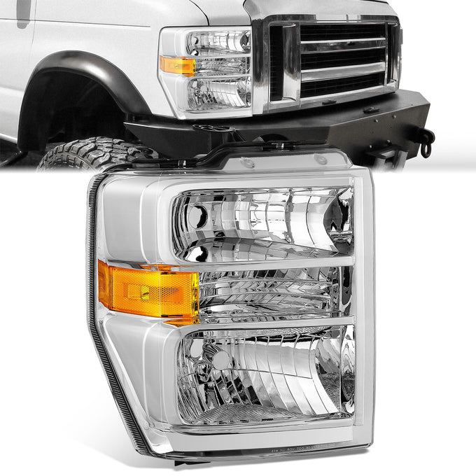 Factory Style Headlight (Passenger Side) <BR>08-19 Ford E-150 E-250 E-350 Super Duty