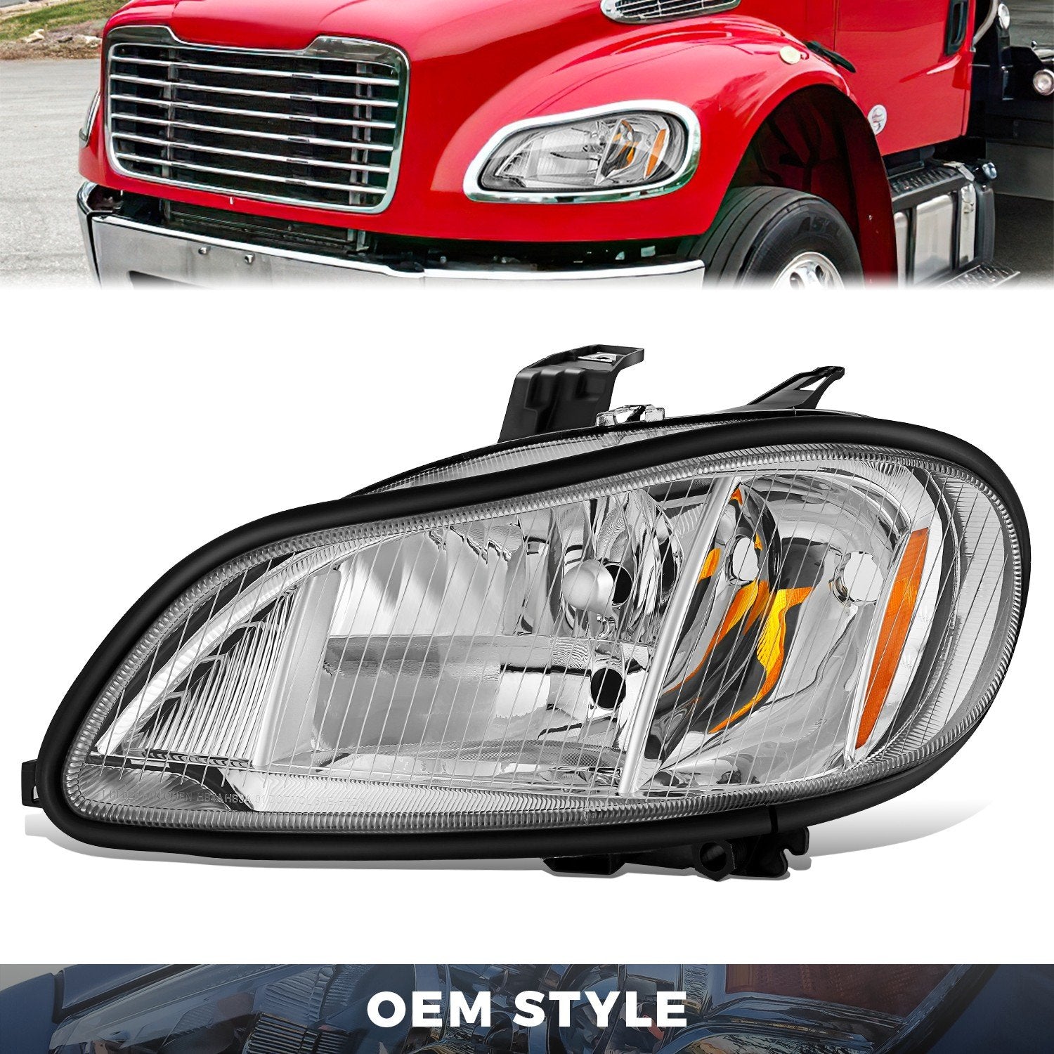 Factory Style Headlight (Left) <br> 03-19 Freightliner M2 106, 112, Business Class M2