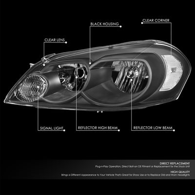 Factory Style Headlights <br> 06-13 Chevy Impala, 06-07 Monte Carlo