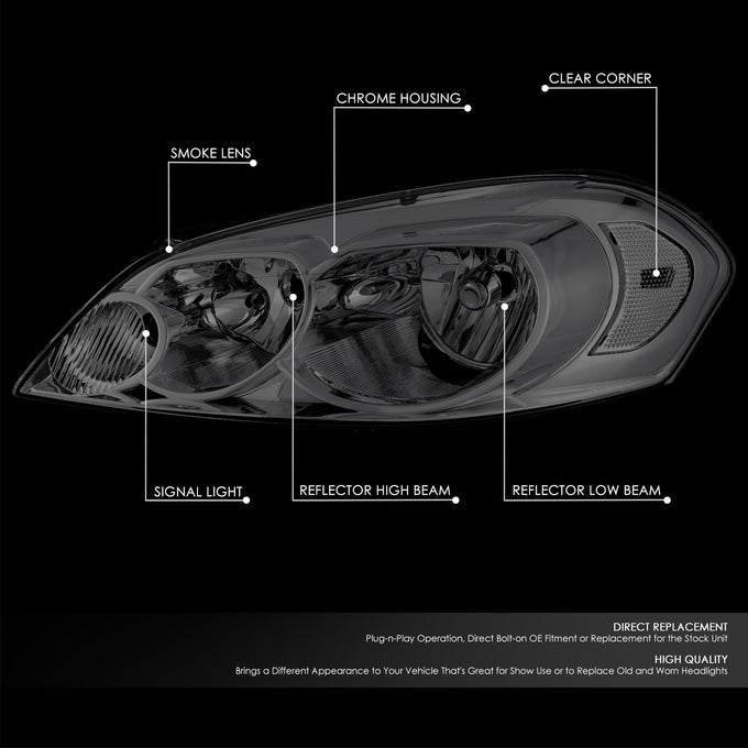 Factory Style Headlights (Driver and Passenger Side) <BR>06-13 Chevy Impala, 14-16 LTD, 06-07 Monte Carlo
