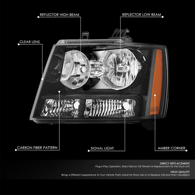 Carbon Fiber Factory Style Headlights <br>07-14 Chevy Tahoe Avalanche Suburban 1500 2500