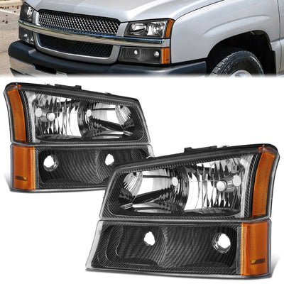 Carbon Fiber Factory Style Headlight Lamps <br>03-07 Chevy Silverado 1500 2500 3500 HD