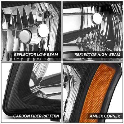 Carbon Fiber Factory Style Headlight Lamps <br>03-07 Chevy Silverado 1500 2500 3500 HD