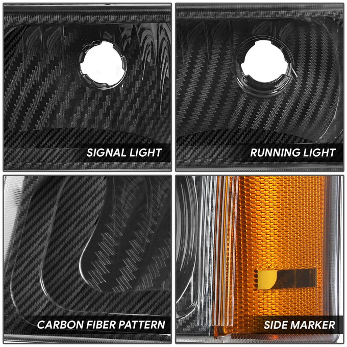 Carbon Fiber Factory Style Headlight Lamps <br>03-07 Chevy Silverado 1500 2500 3500 HD