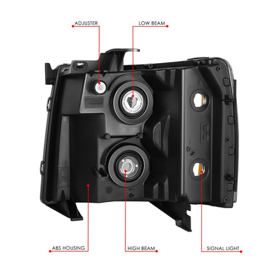 Carbon Fiber Factory Style Headlight <br>07-14 Chevy Silverado 1500 2500HD 3500